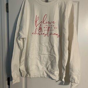 White Christmas Sweatshirt with Red Print